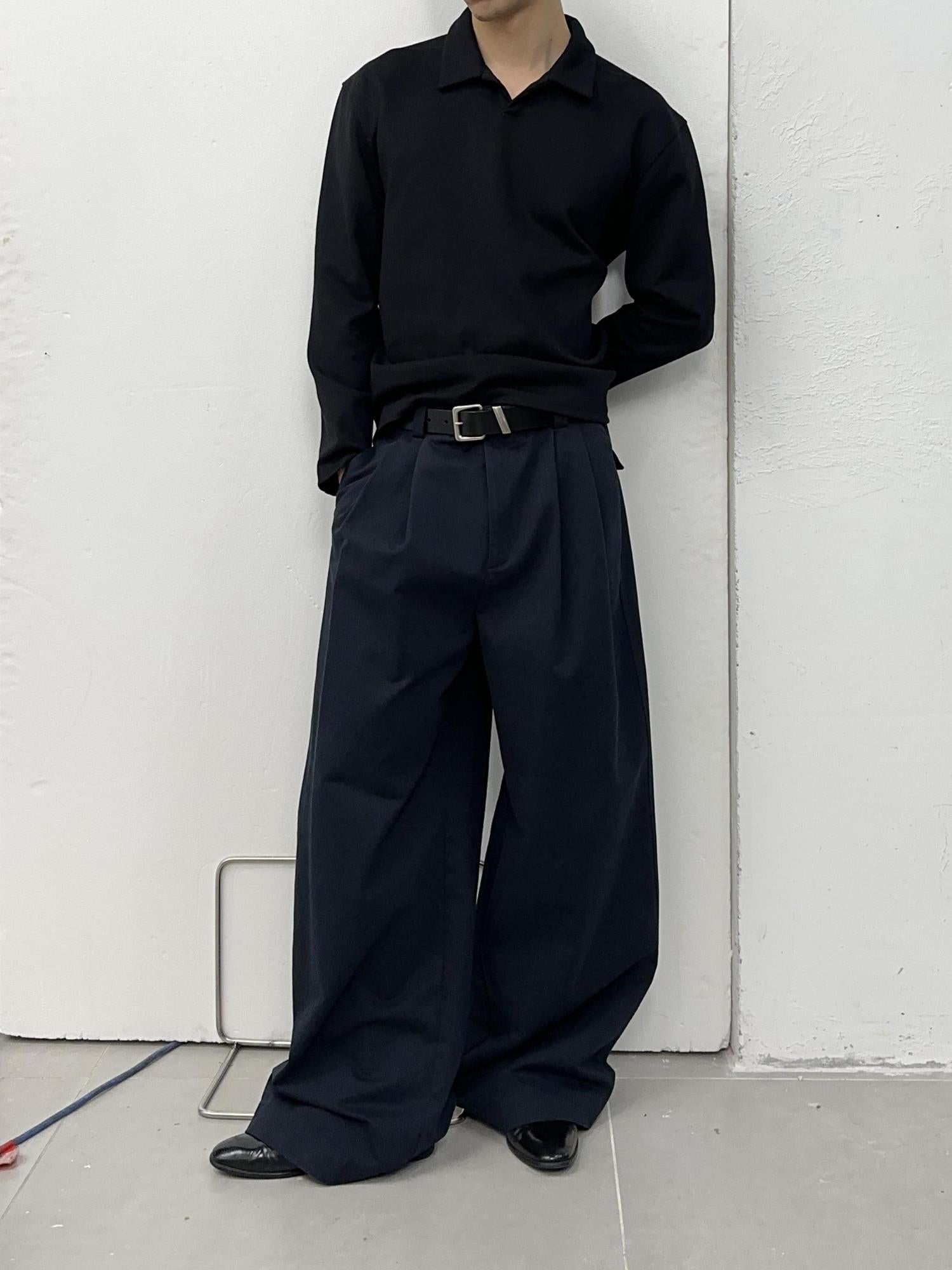 Double-Pleated Wide-Leg Pants