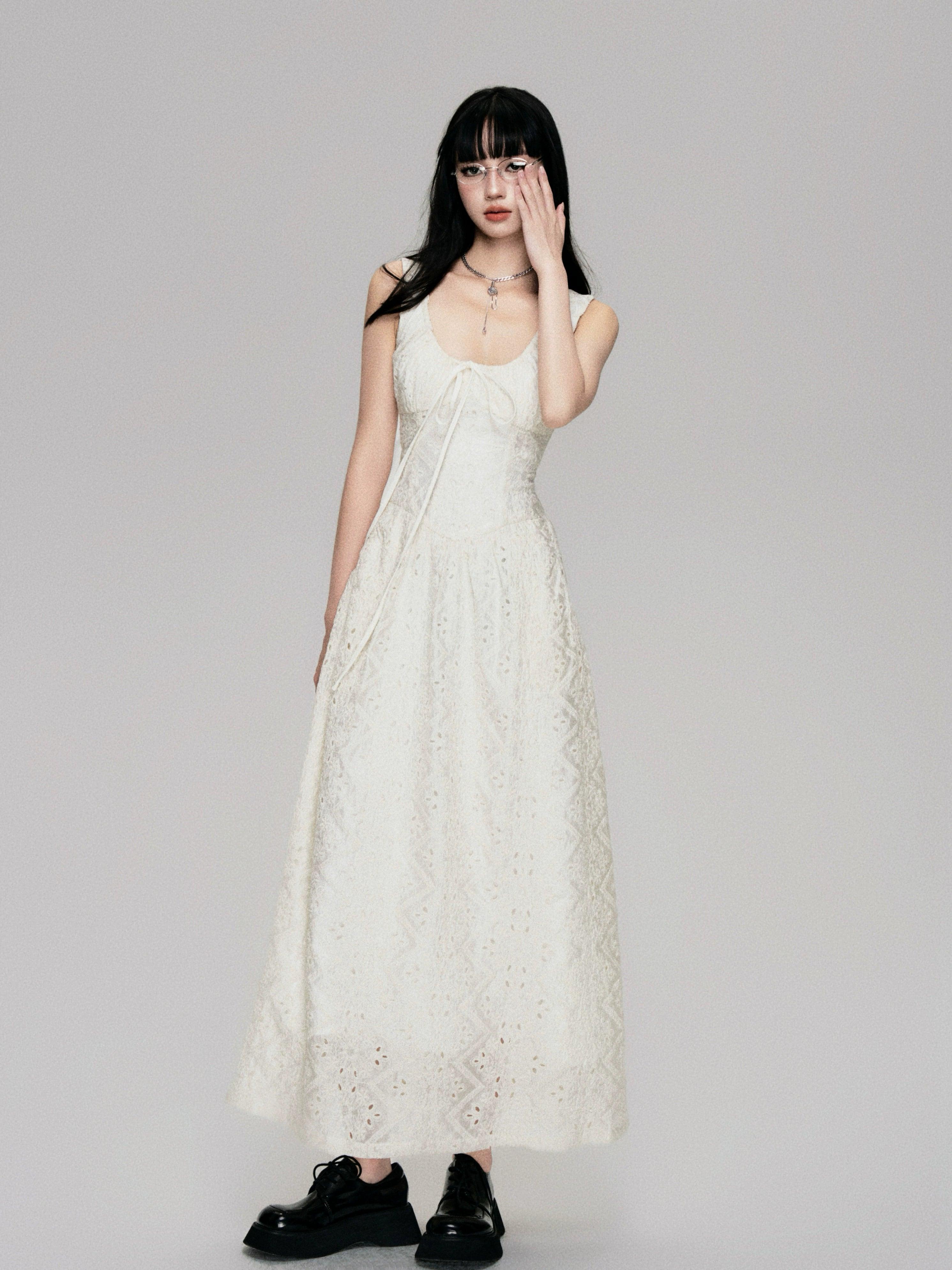 Luluswings Lace Enchantment Maxi Kleid - Frauen romantische Spitzenkleid in voller Länge in voller Länge