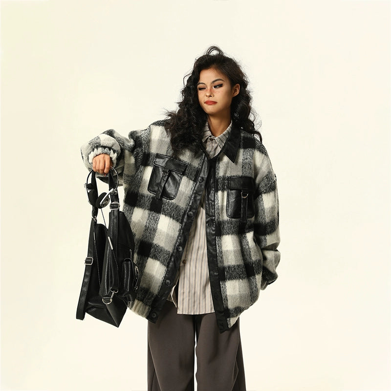 Monochrome Plaid Oversized Shacket