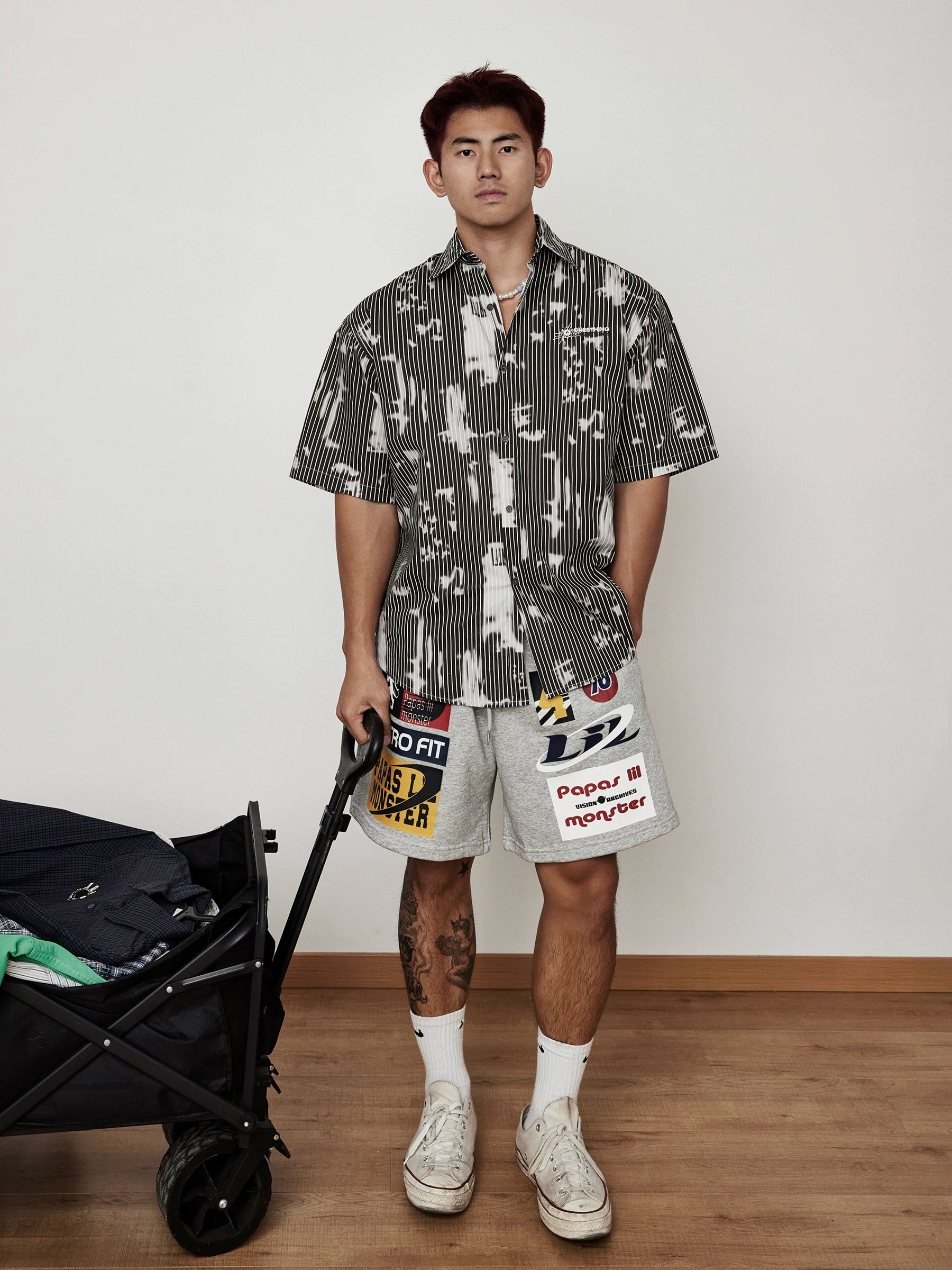 Ink Spill Pinstripe Button-Up Shirt