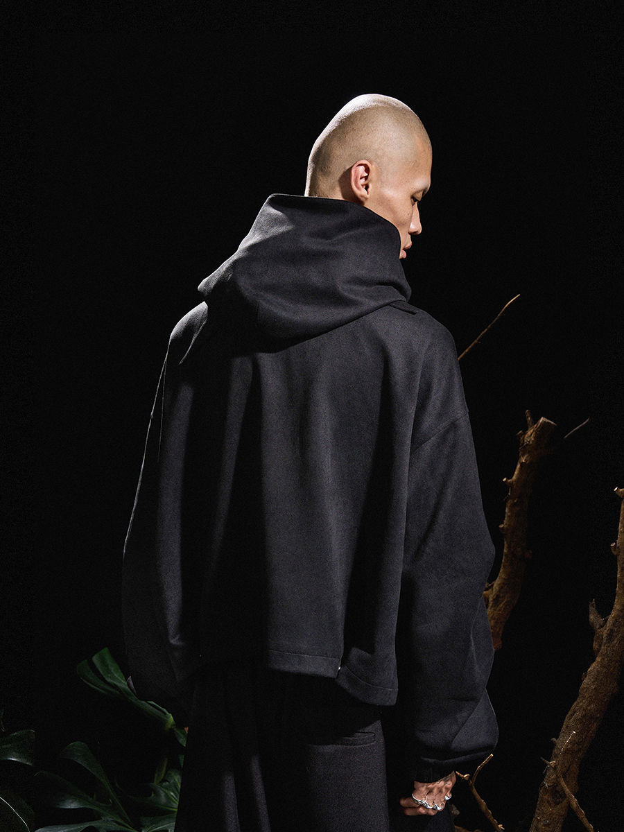 Sculpted Sleeve Funnel Neck Jacket