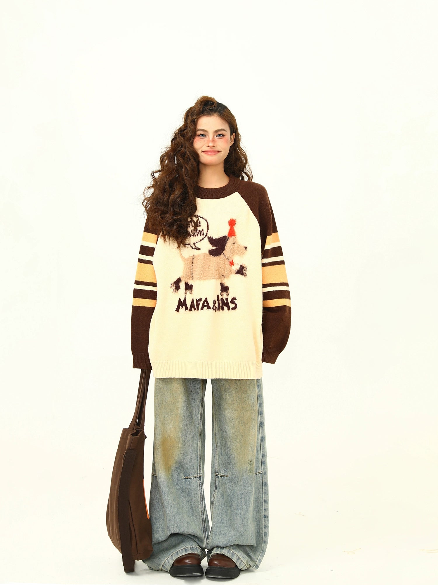 Whimsical Animal Graphic Knit Sweater