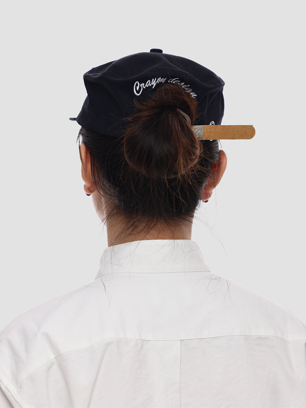 C-Embroidered Flat-Crown Cap - Deep Blue - Rear strap on model - view 3