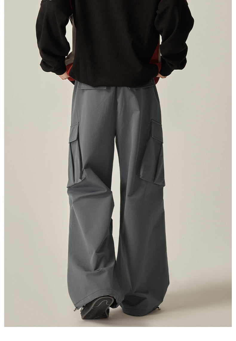 Gray Cargo Wide Leg Pants