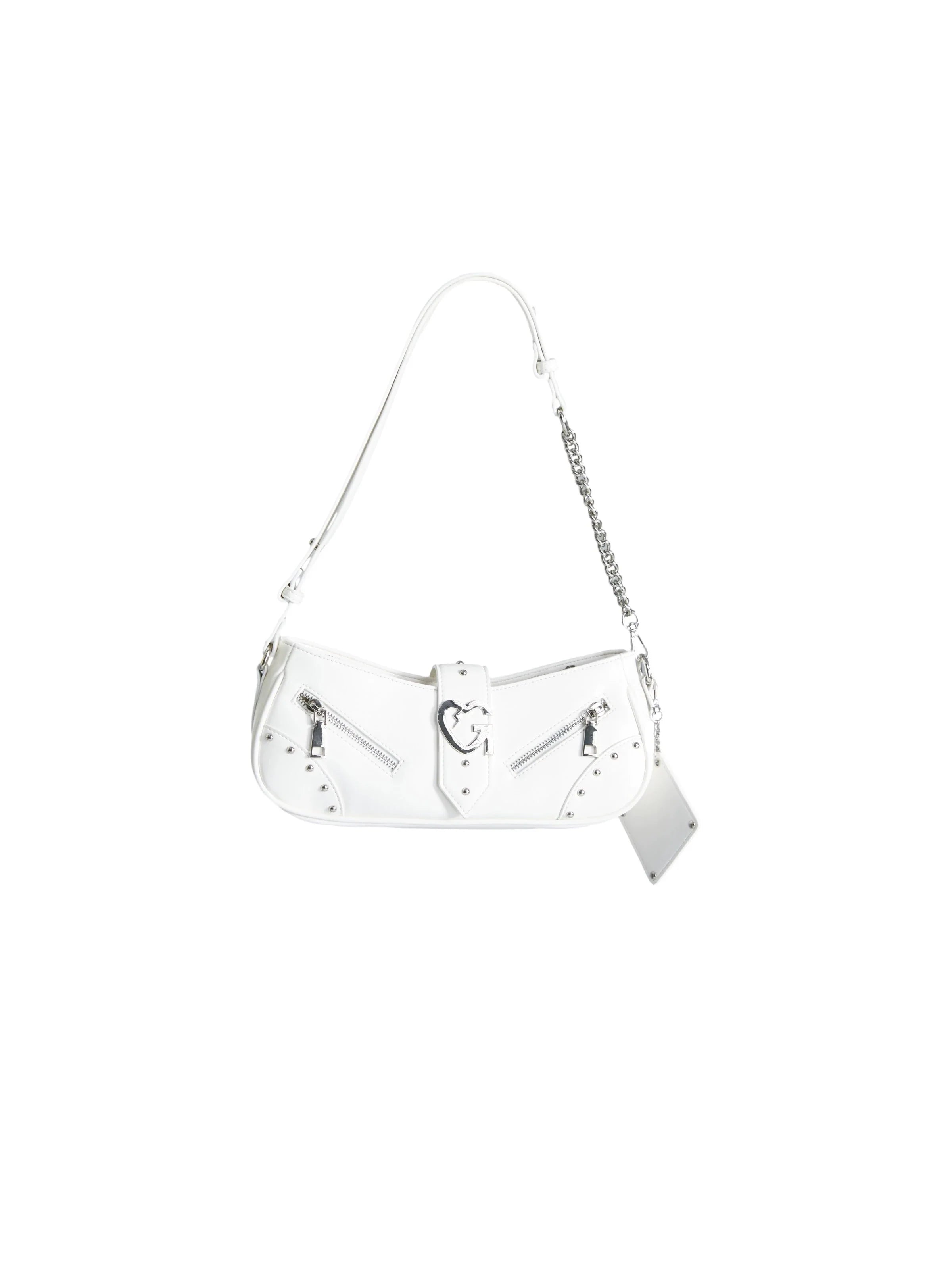 Edgy Baguette Shoulder Bag with Chain Strap