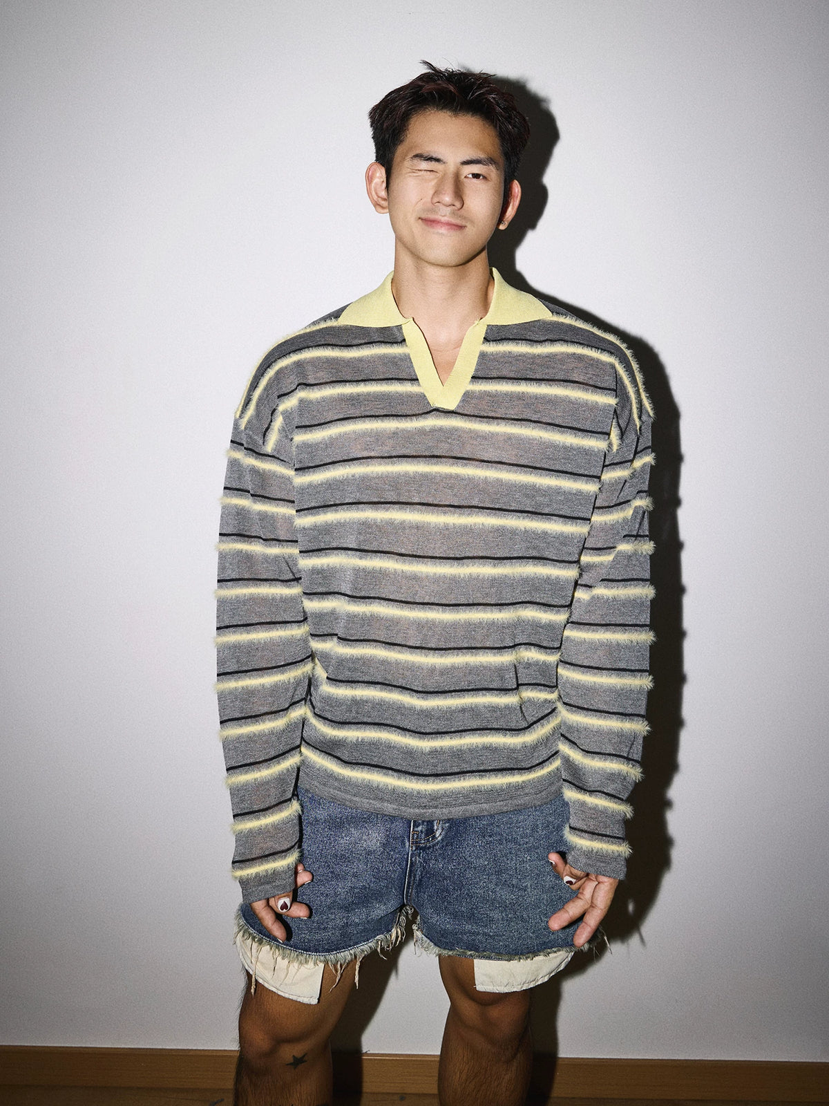 Retro Haze Striped Knit Polo