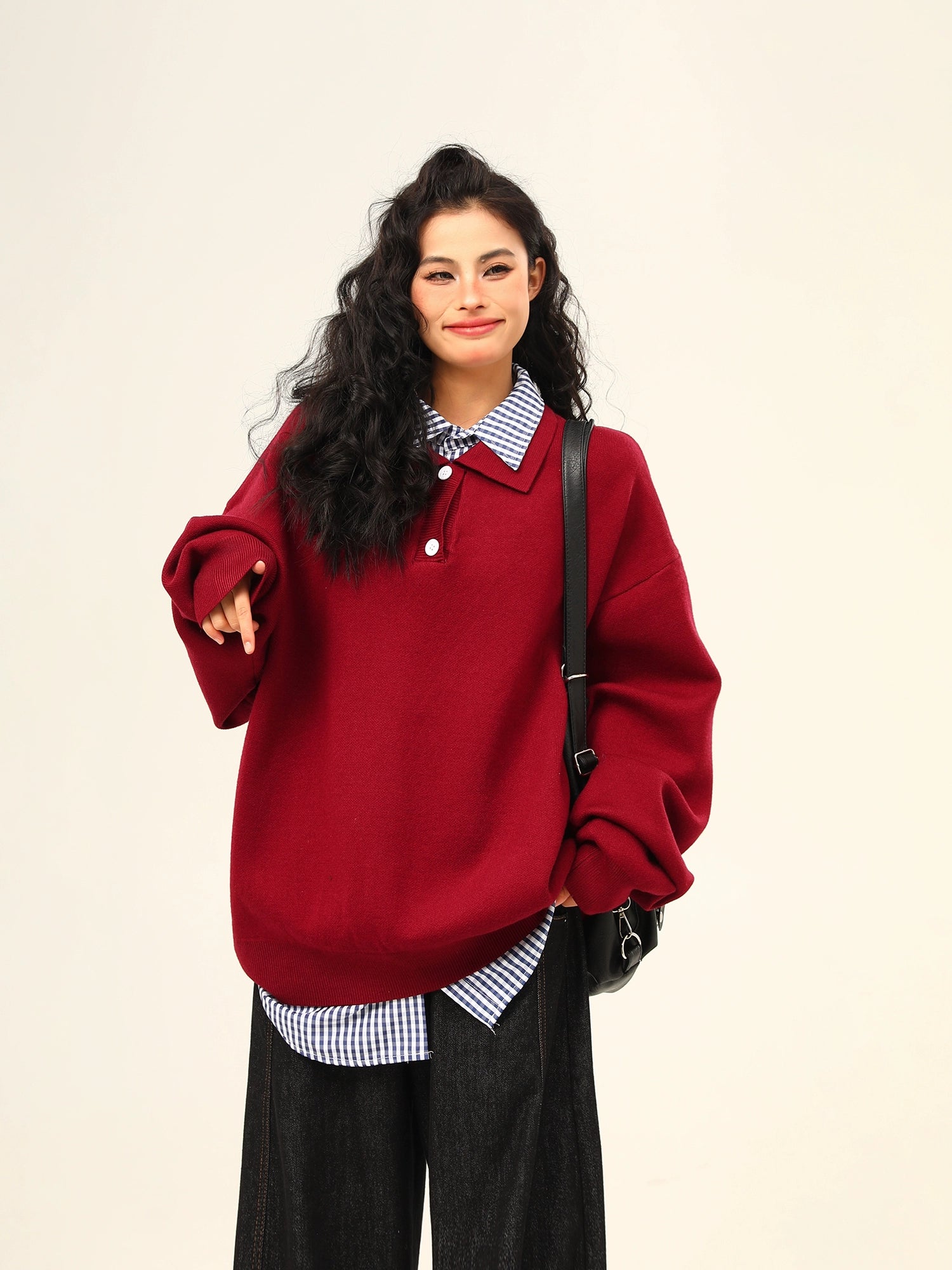 Cloudy Day Oversized Polo Sweater