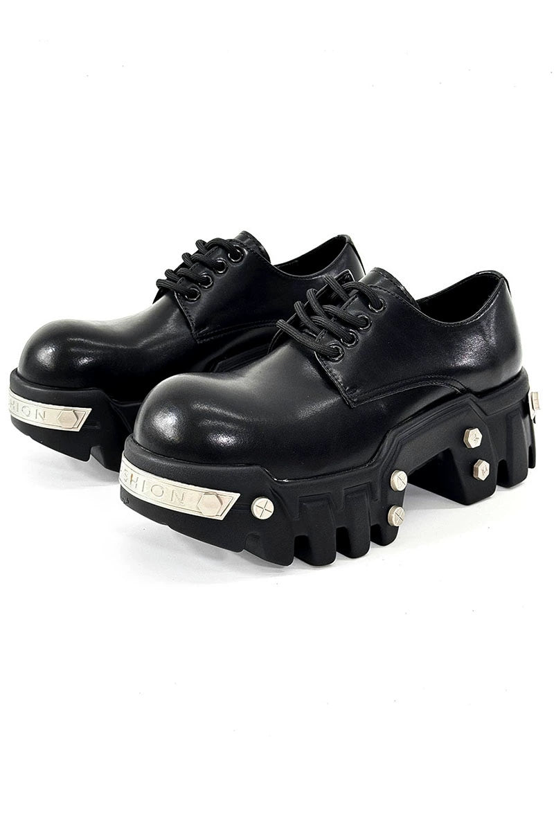 Futuristic Black 8cm Platform Oxfords
