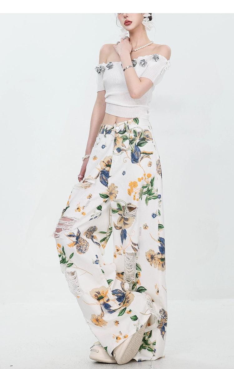 Breezy Bloom Delessed Wide Bein Jeans