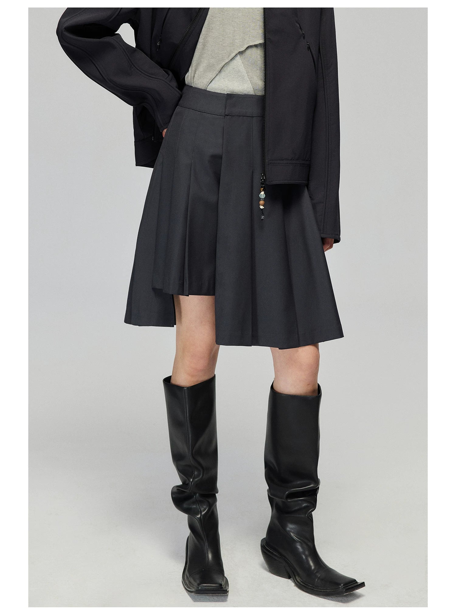 Asym Pleated Mini Skirt