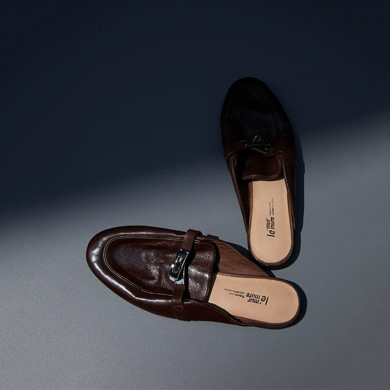 Leather Buckle Mules