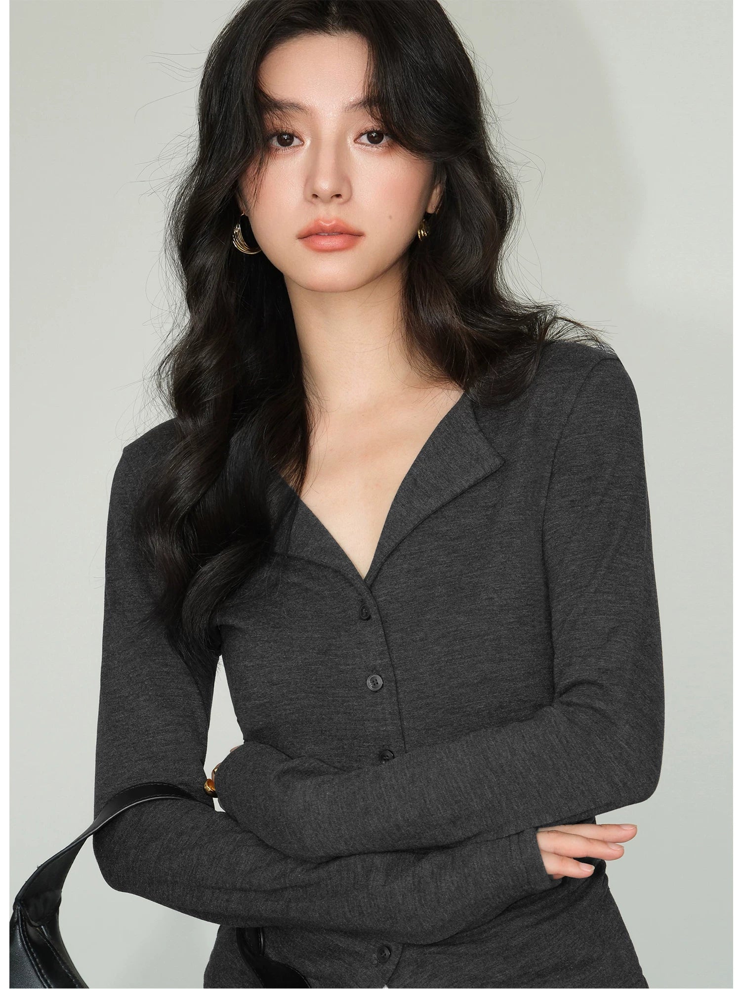 Collar Sculpted Button Cardigan
