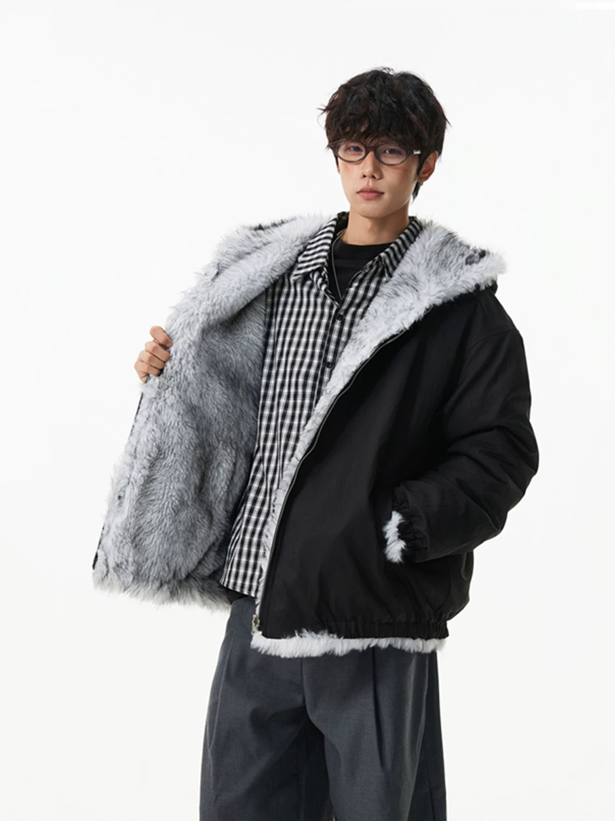 Glacier Haze Faux-Fur Hoodie Coat