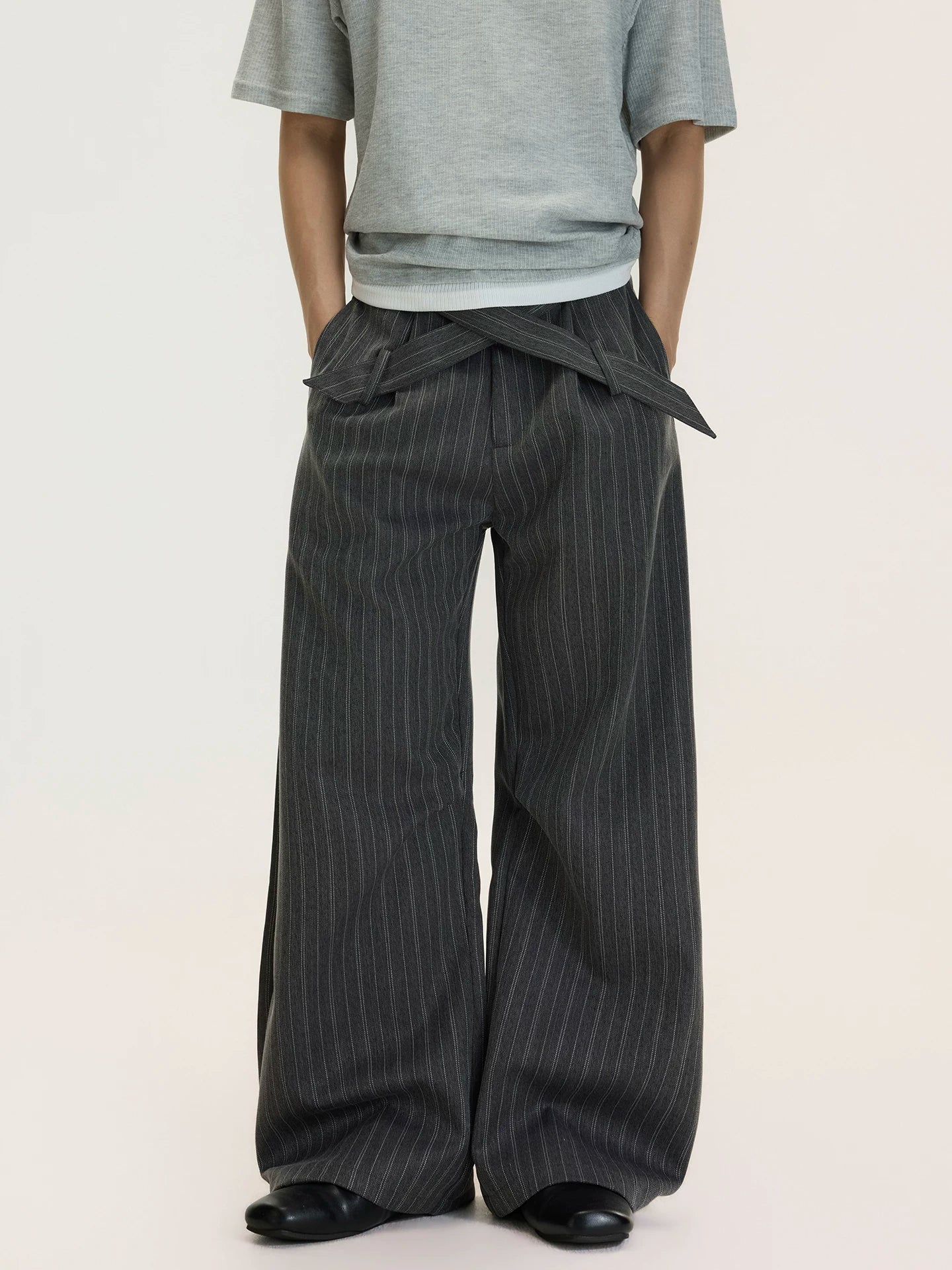 Drape Crossover Wide Pants