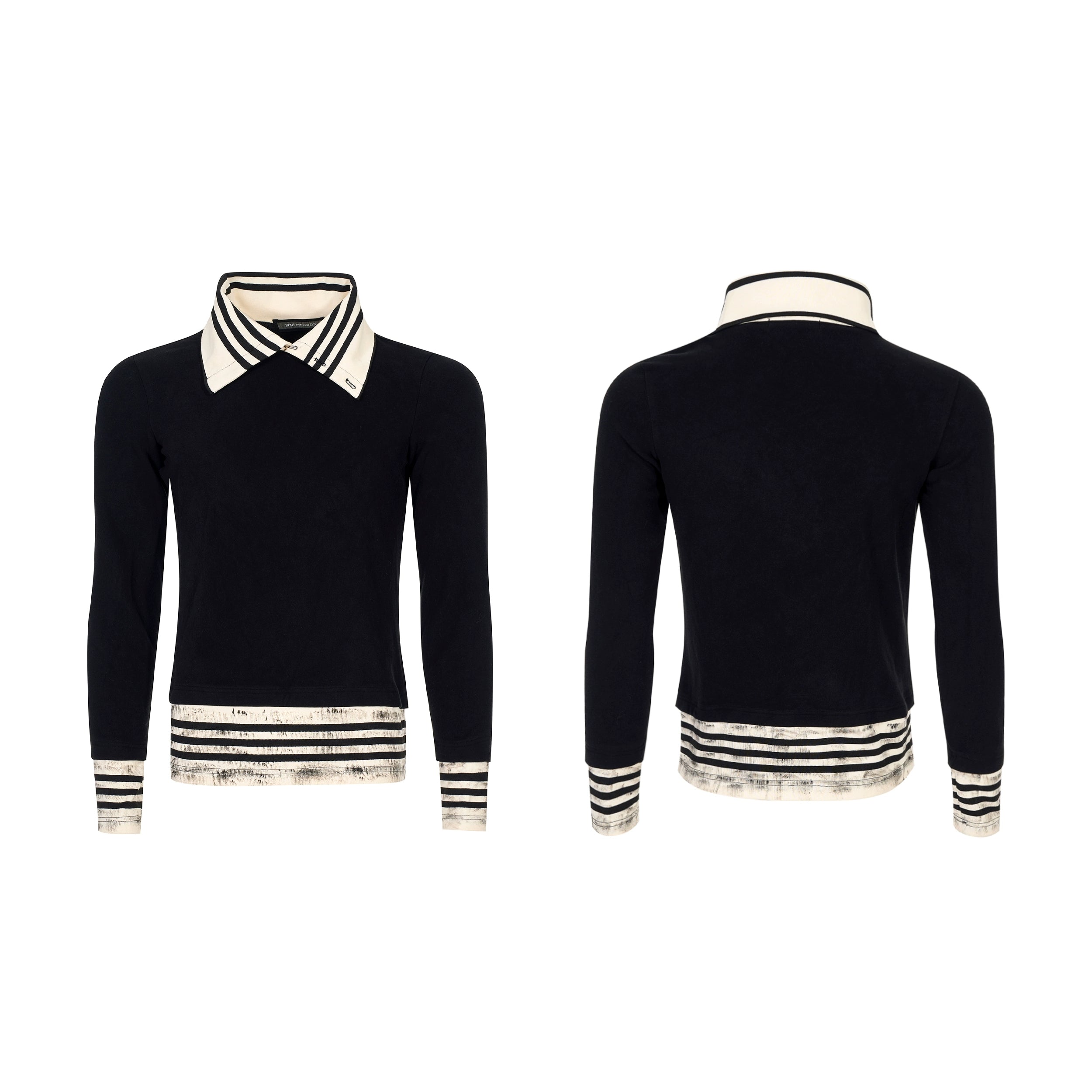 Monochrome Stripe Collar Knit Top