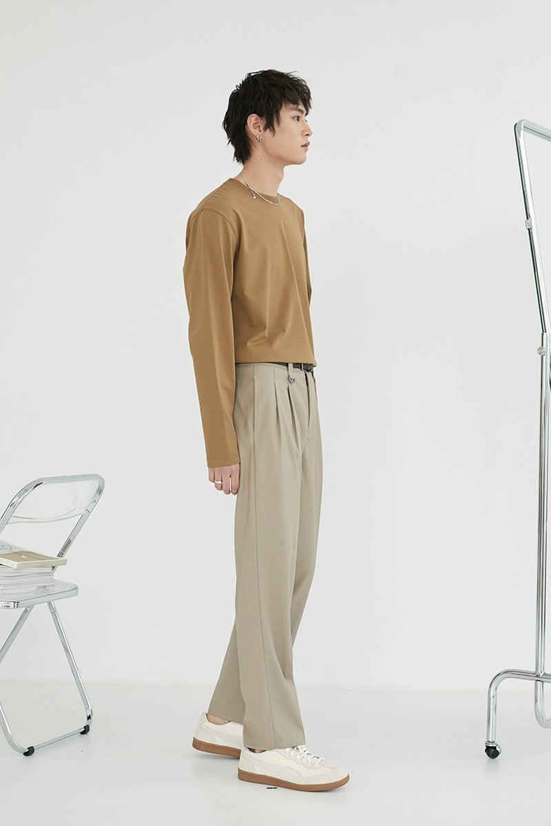 Pantalones de vestir de confort de doble plato
