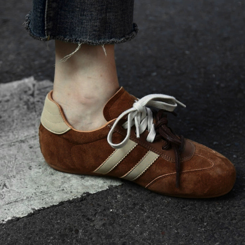Vintage Brown Suede Stripe Shoes