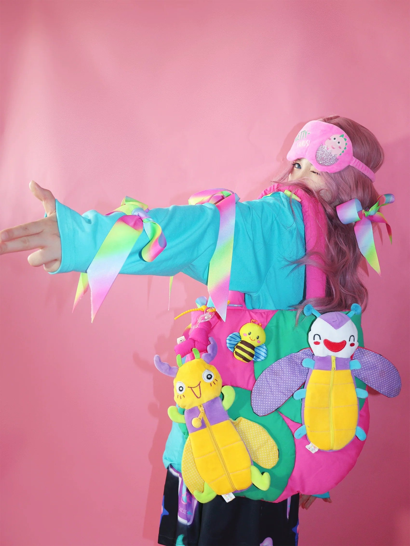 Kawaii Bug Plushie Colorblock Bag