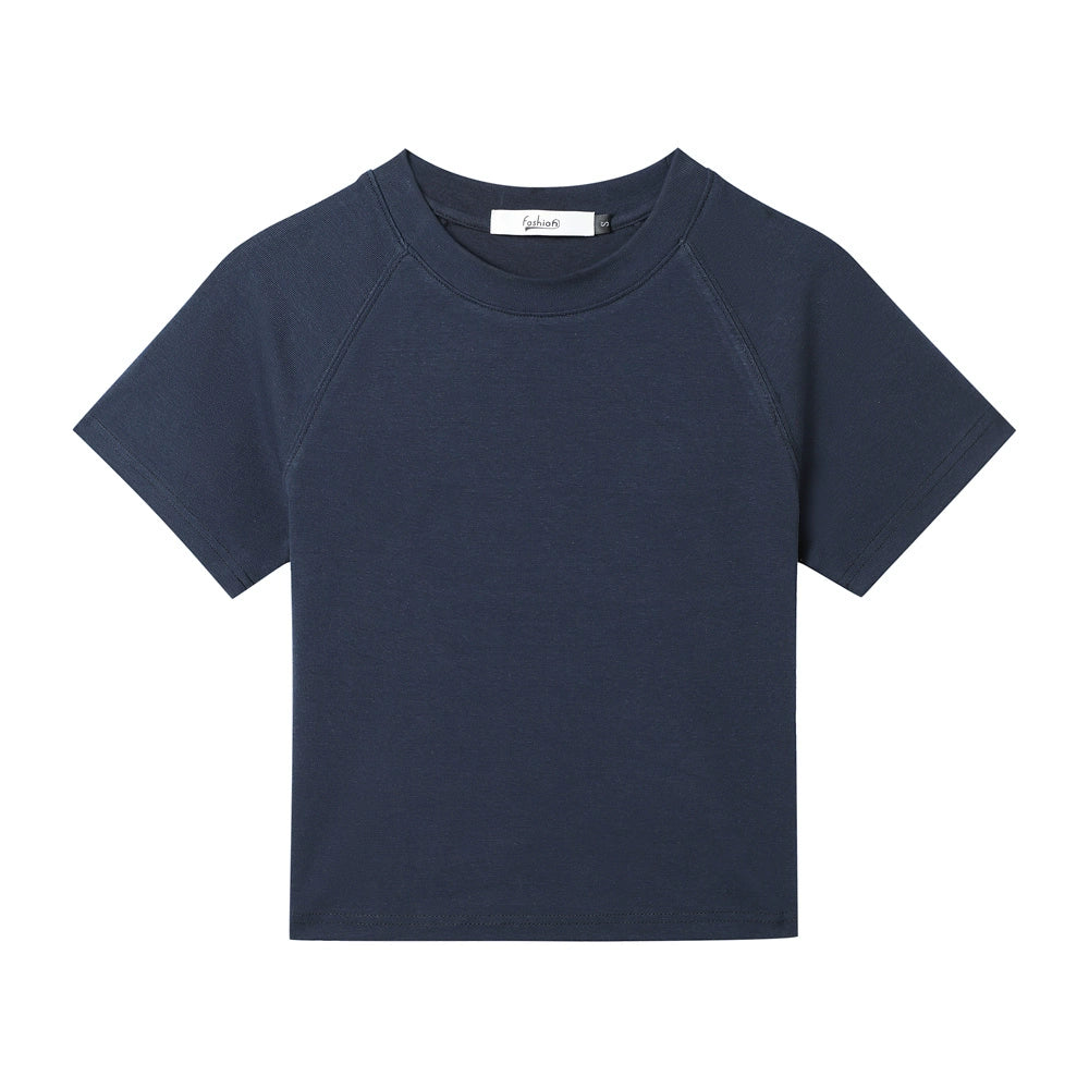 Feste Farbe Normaler Schulter kurzarm T-Shirt
