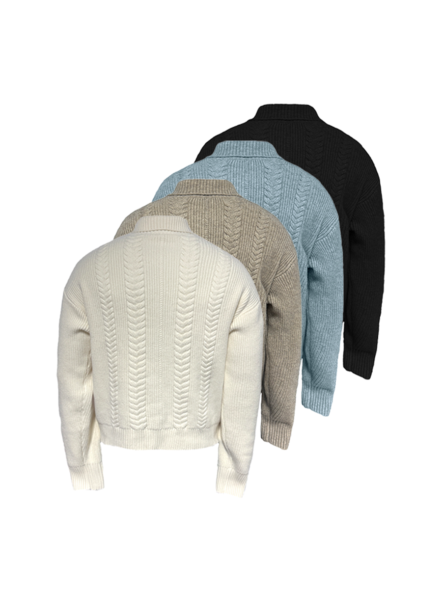 Cozy Cable Zip-Up Wheat Cardigan