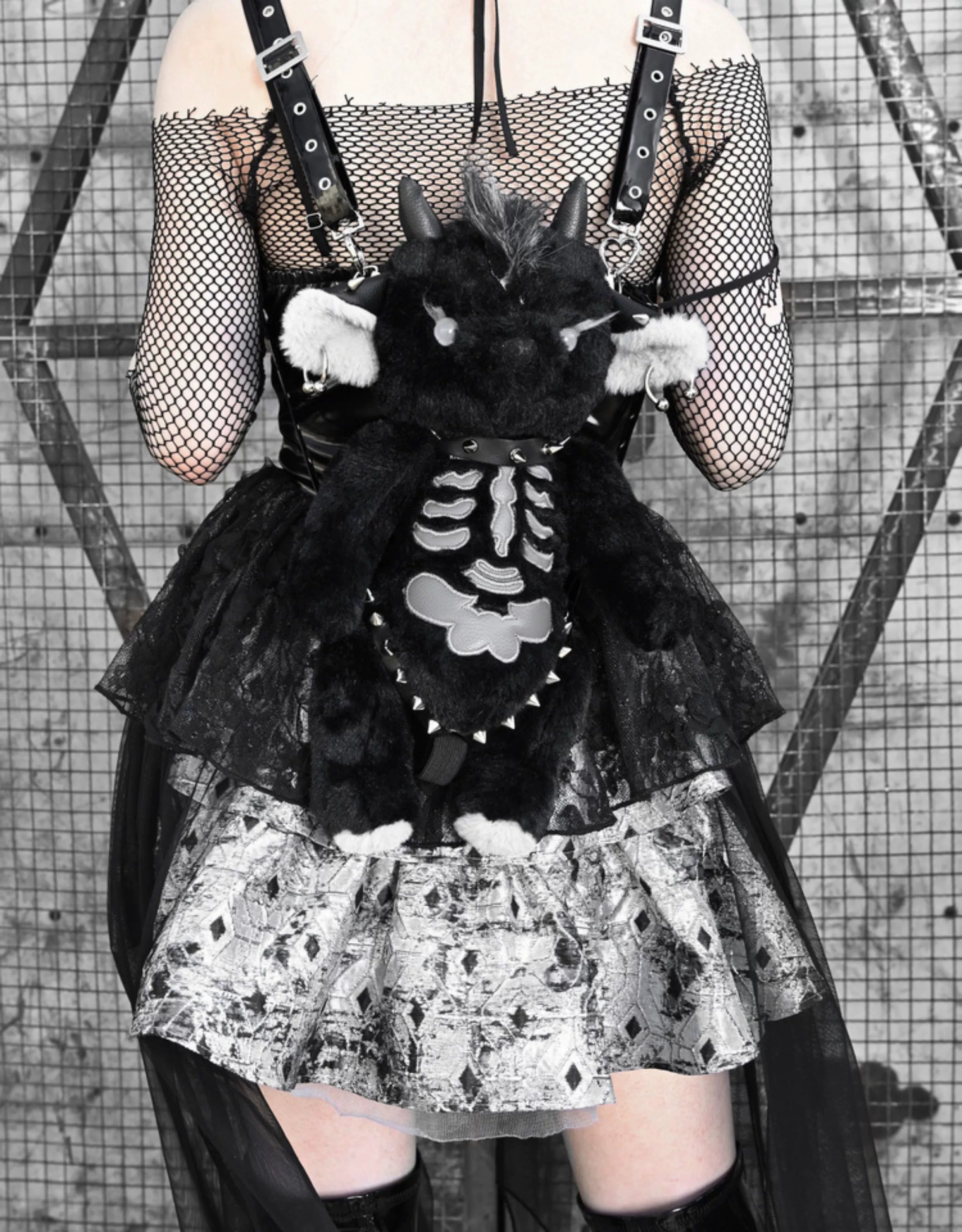 Gothic Plush Skeleton Monster Backpack