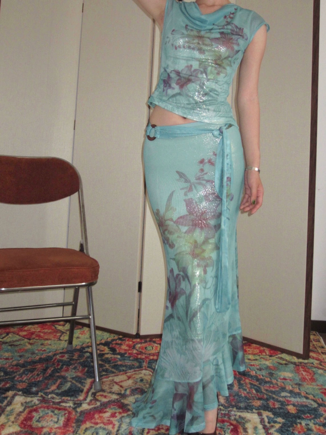 Aqua Floral Maxi Set