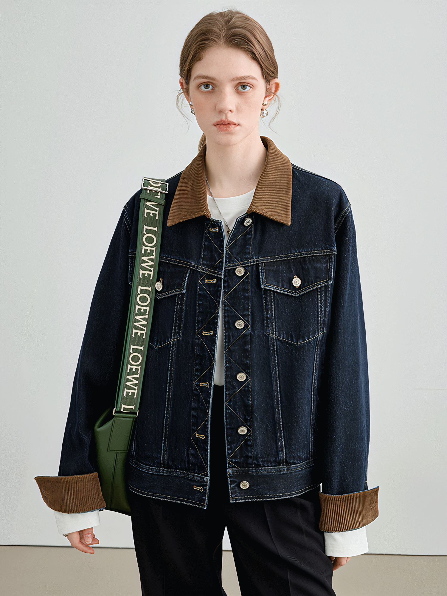 Autumn Denim Jacket, Loose Slimming Design With Patchwork - chiclara