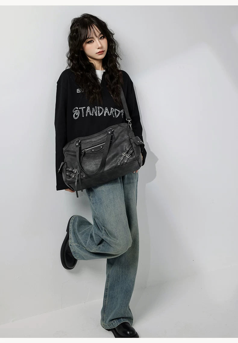 Charcoal Buckle Rider Tote