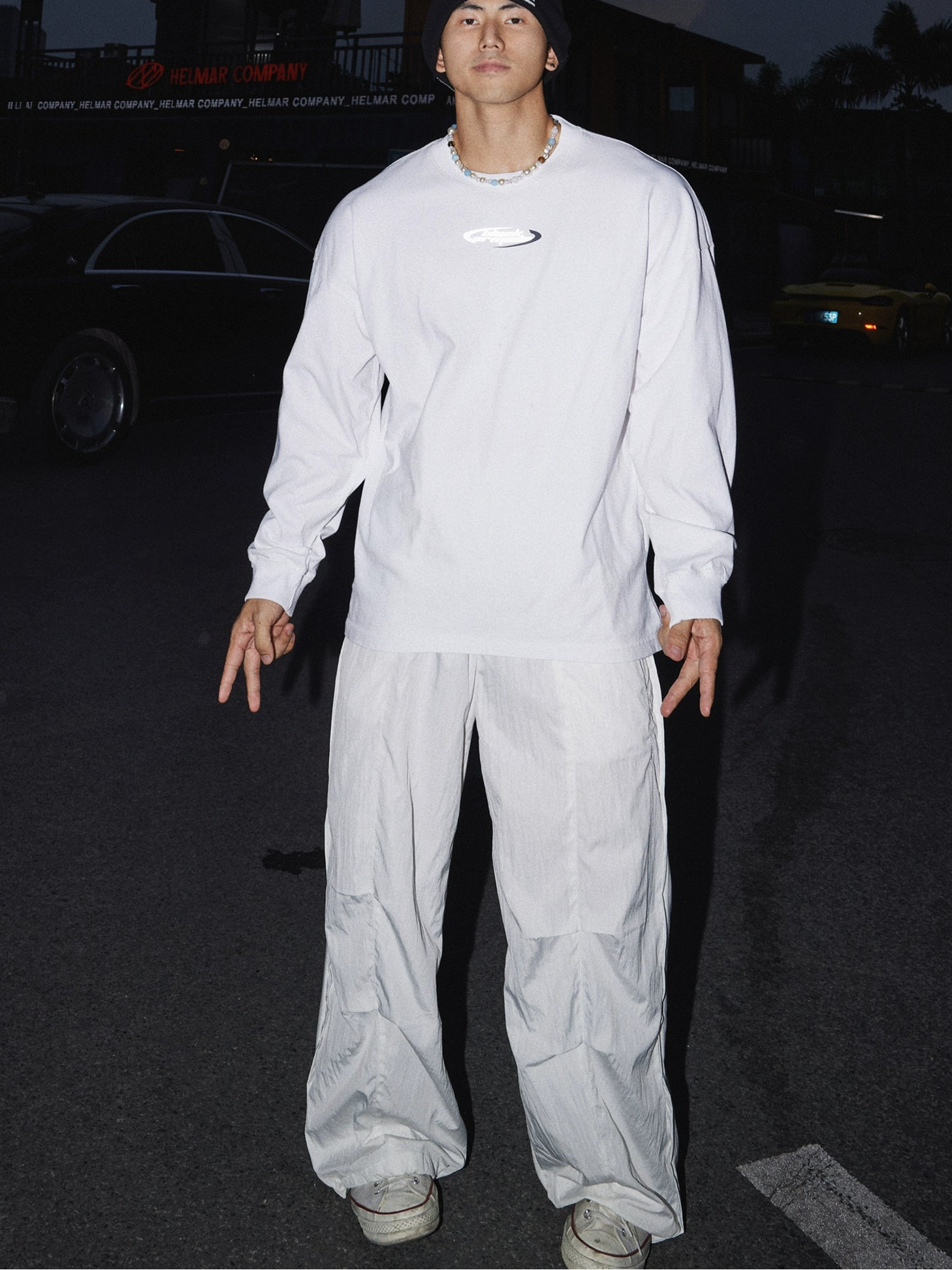 Classic Oversized Minimalist Logo Long Sleeve Tee