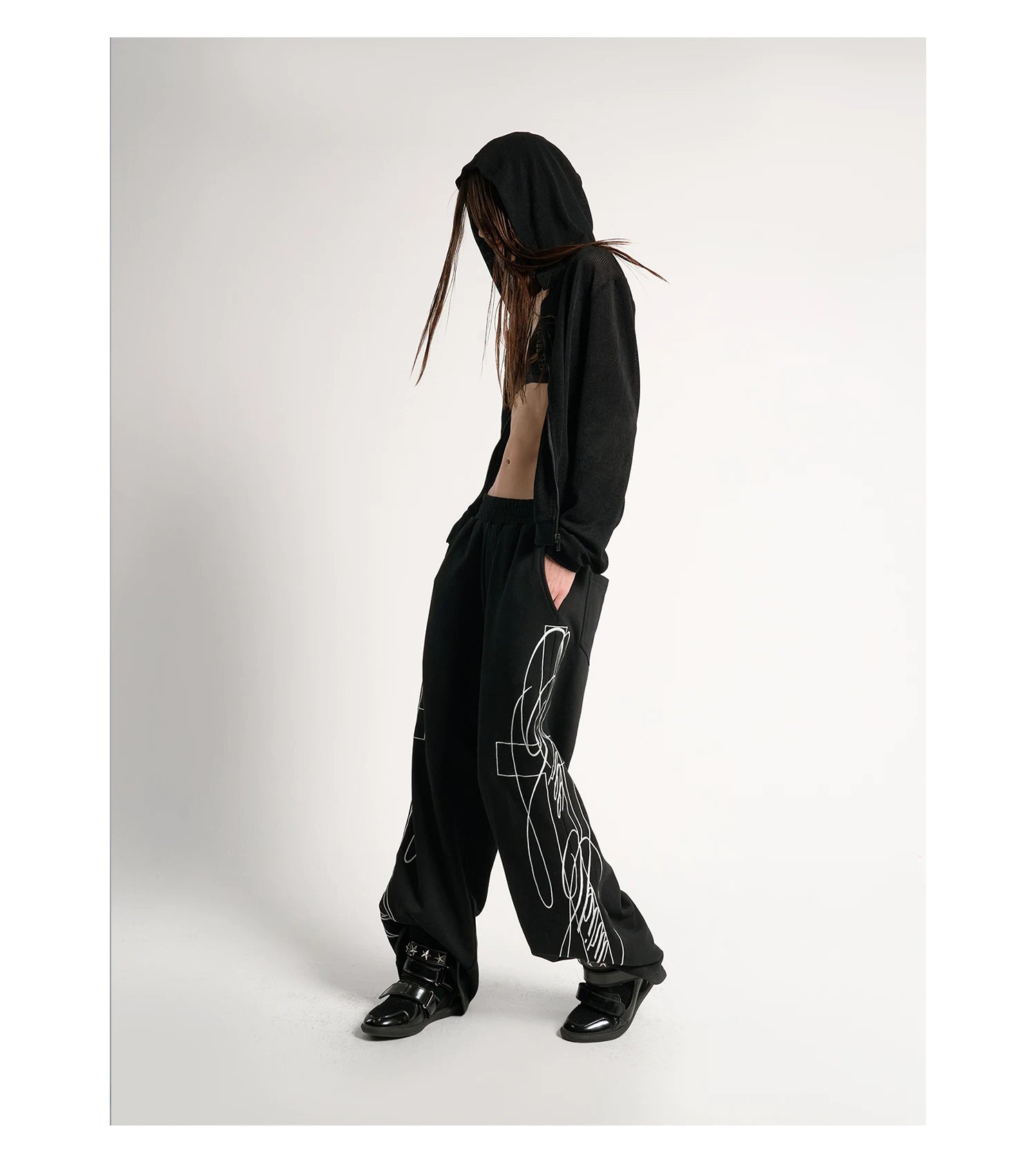 Cross Script Wide-Leg Track Pants