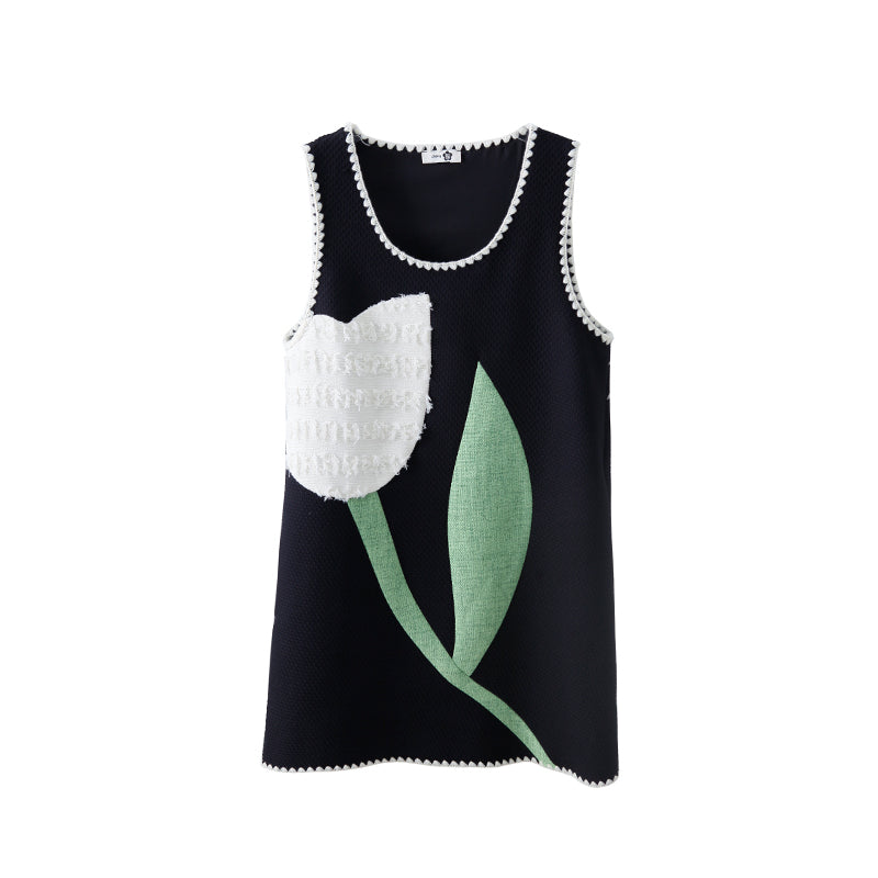 Vestido de jersey caprichoso con diseño de tulipán