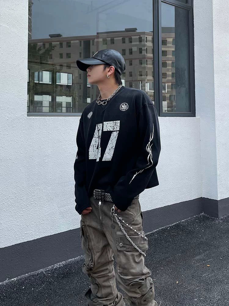 Distressed 47 Varsity Sweatshirt