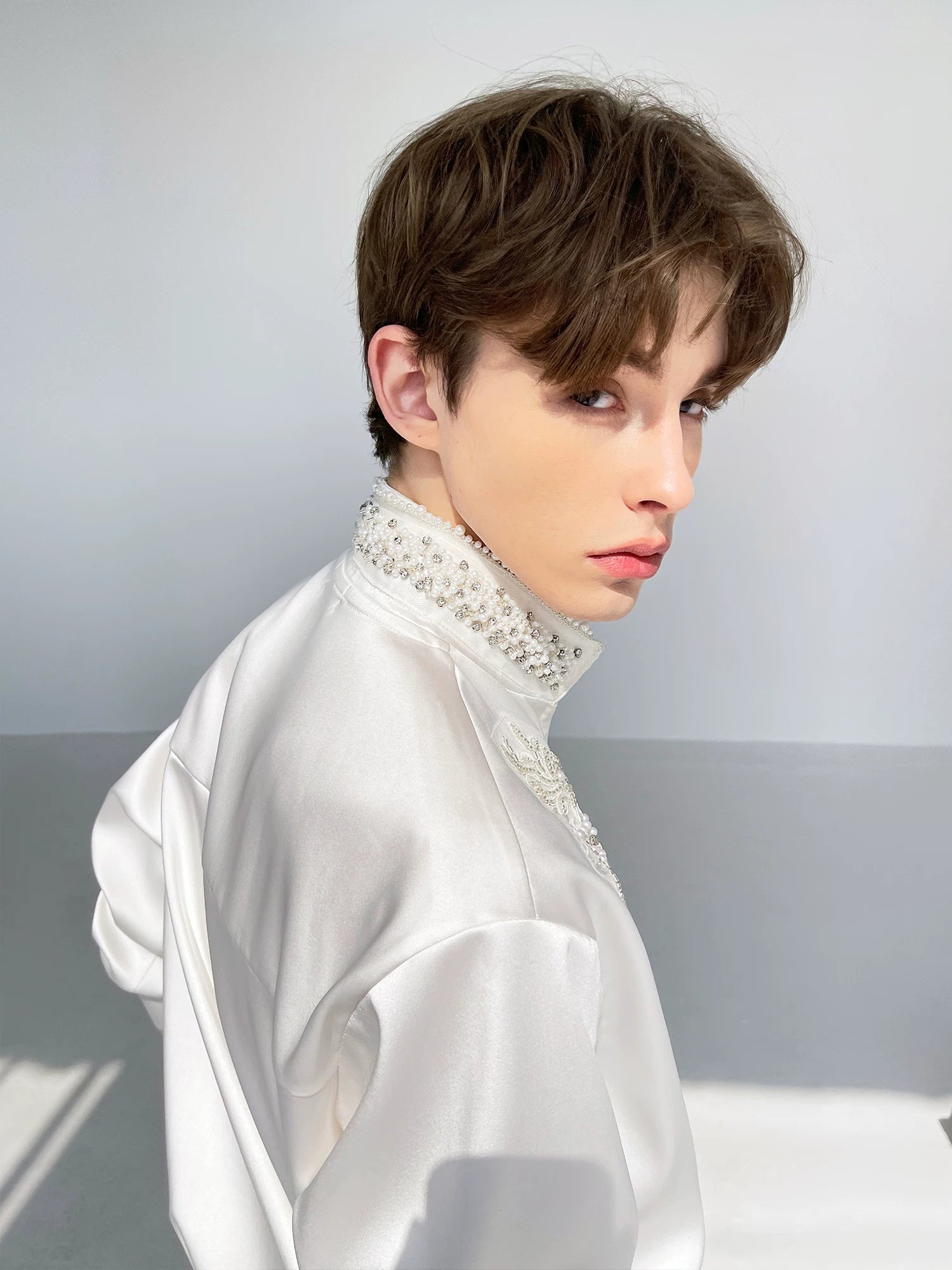 Bloom Embroidered Satin Shirt