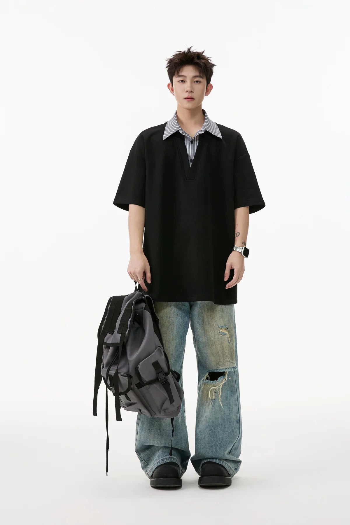 Layered Plunge Popover Polo