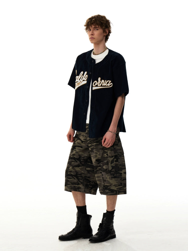 Cali Script Corduroy Baseball Shirt