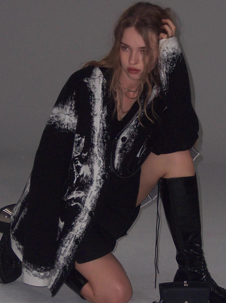 LUNA VEILのローズニュアンスルーズカーディガン rose nuance loose cardigan LV0004の画像1