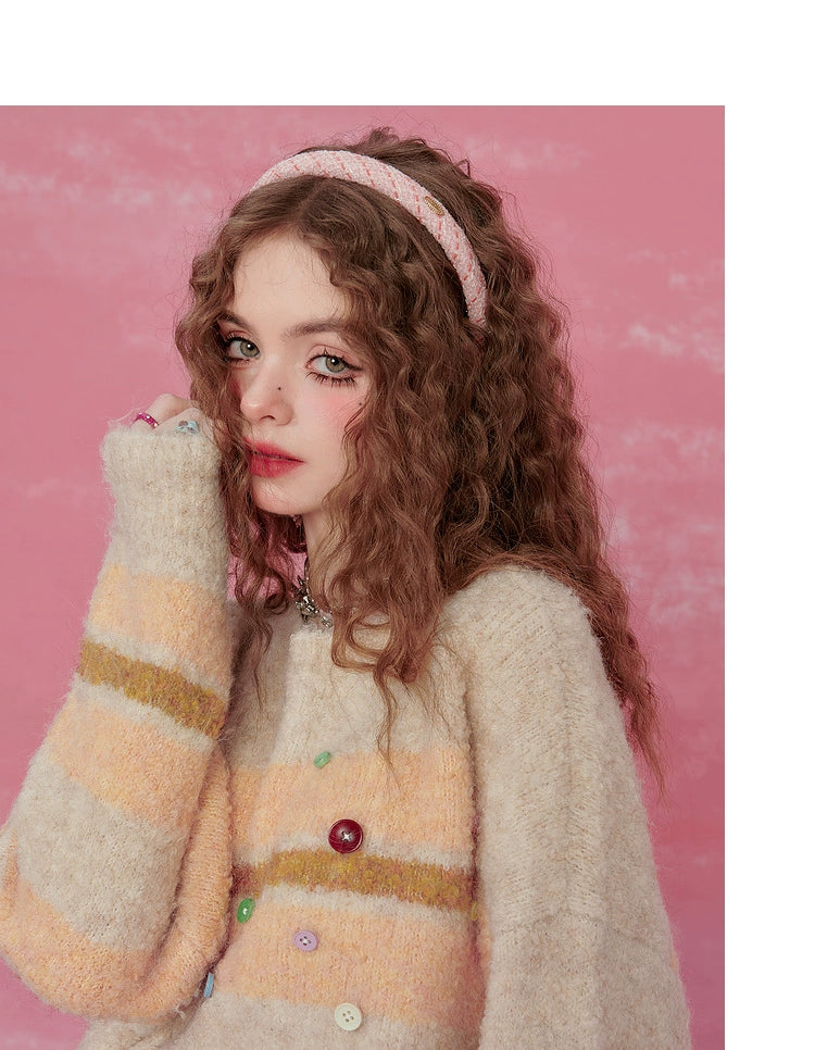 Suéter de mohair rosa rayado
