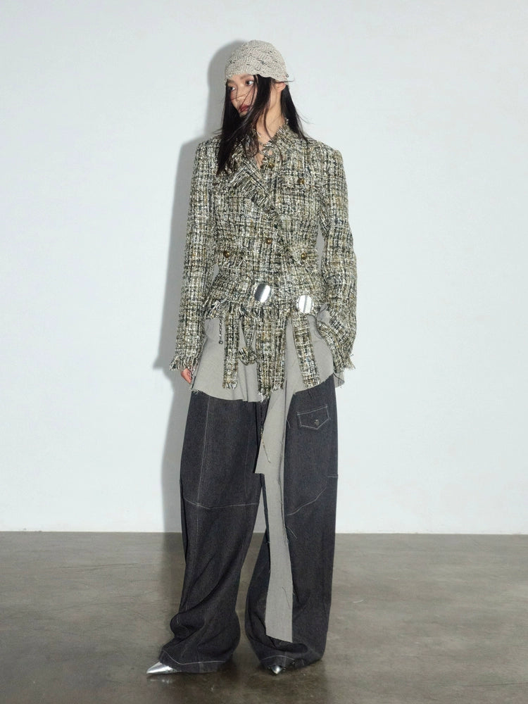 Olive Tweed Fringe Statement Jacket