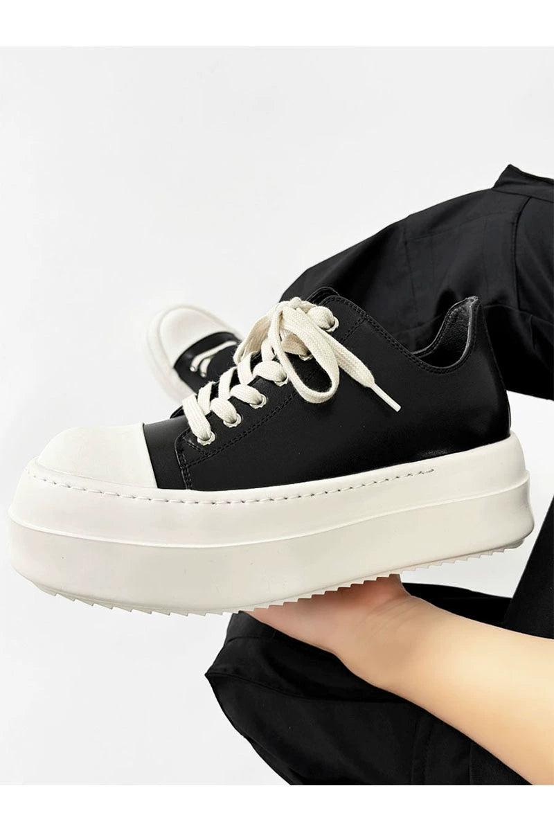 High-Top Black and White Chunky Platform Sneakers