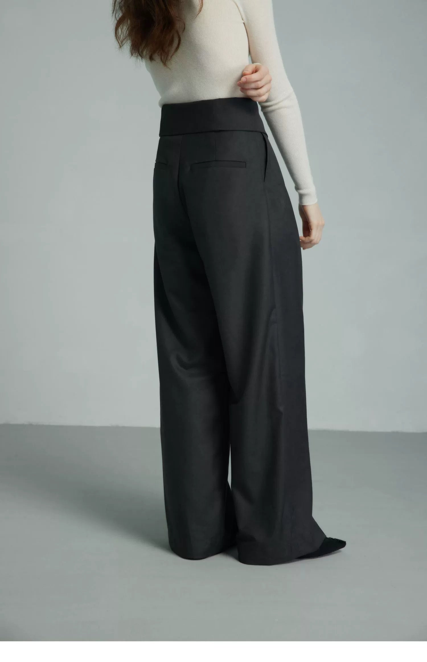 Black Wide-Leg High-Waist Trousers