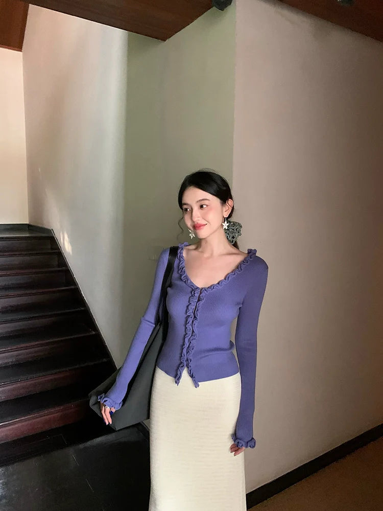 Rolled-Edge Knit Top