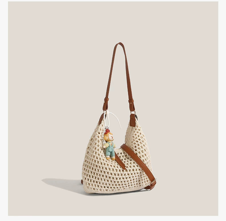 Boho Picnic Doll Woven Hobo Bag