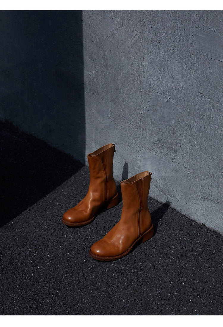 Leather Mid-Calf Boots