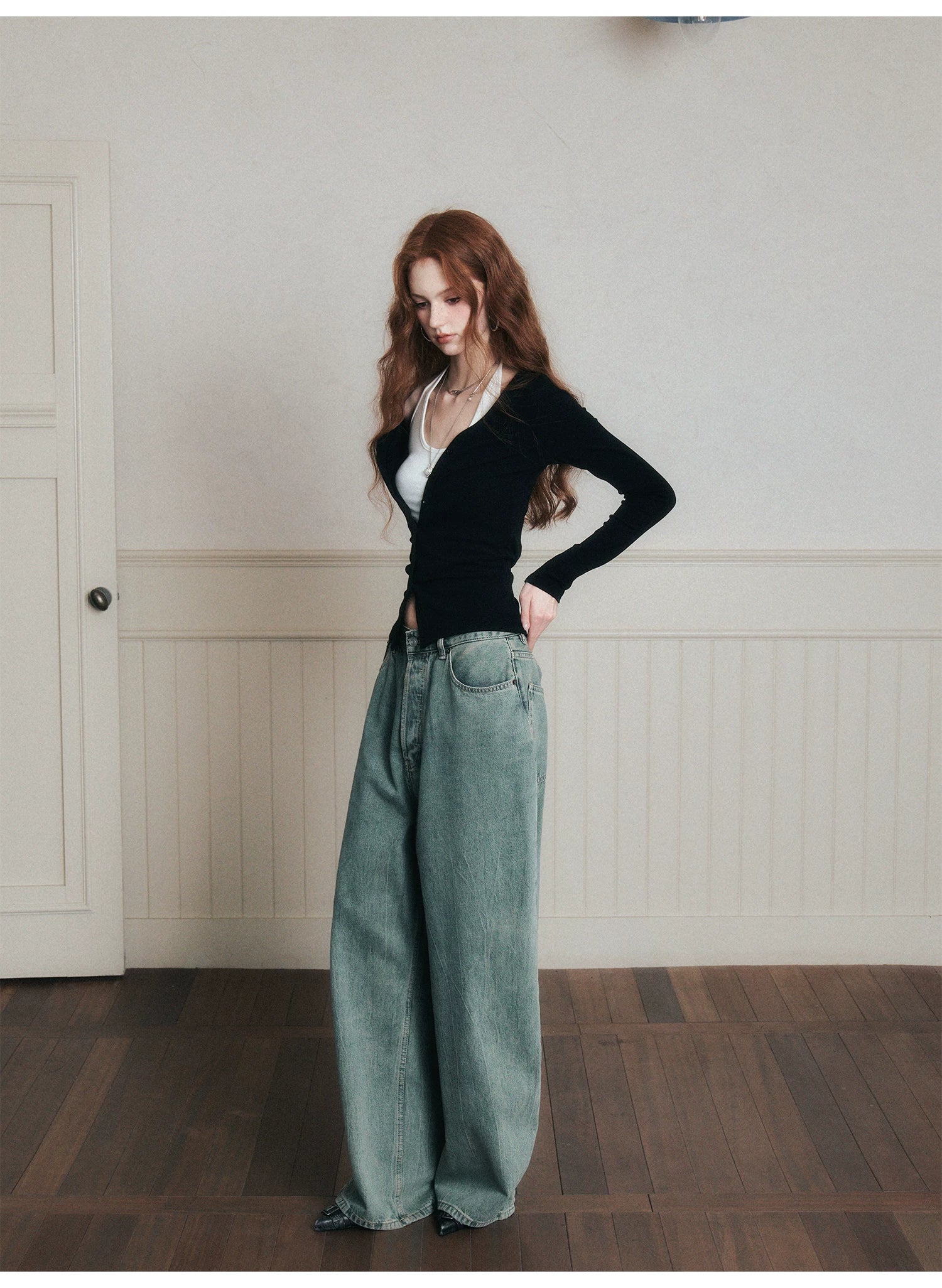 Ink Muse Ruched Cardigan Top