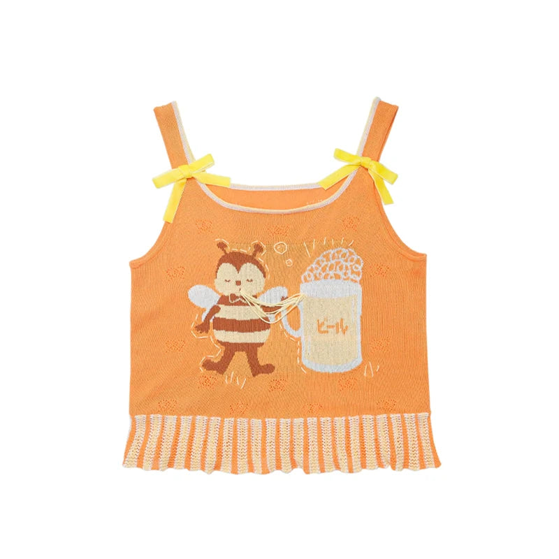 Beer Bear Bow Knit Tank