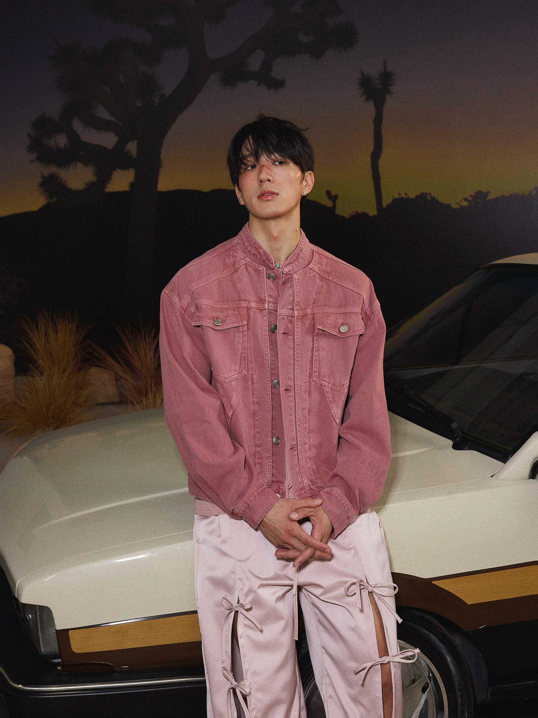 Vintage Rose Denim Trucker Jacket