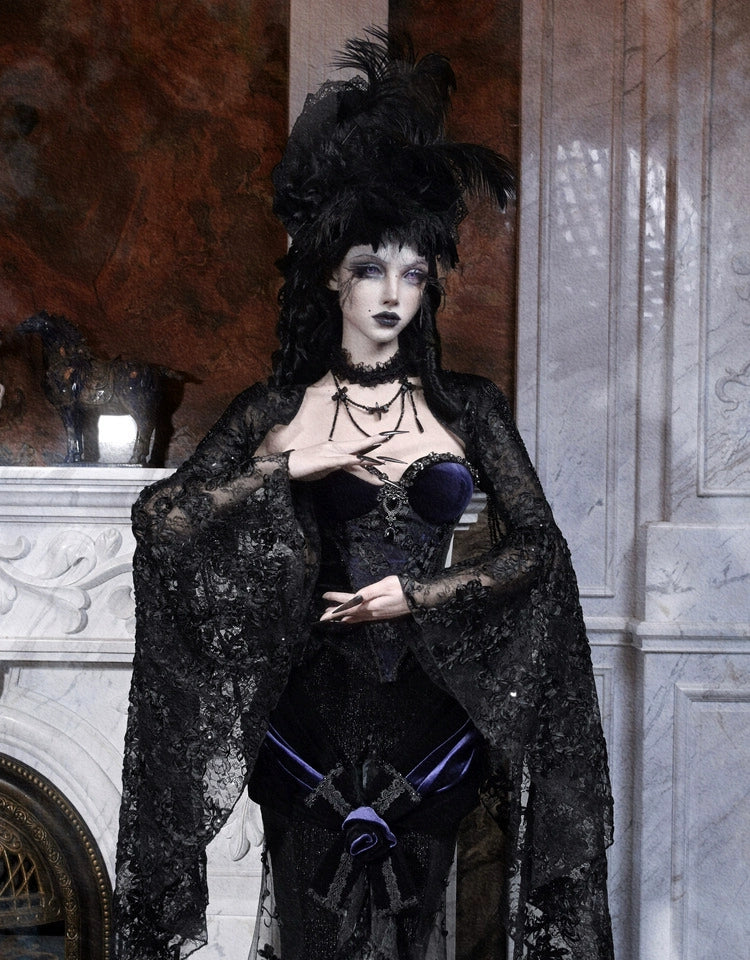 Gothic Black Lace Dramatic Bell Sleeve Bolero