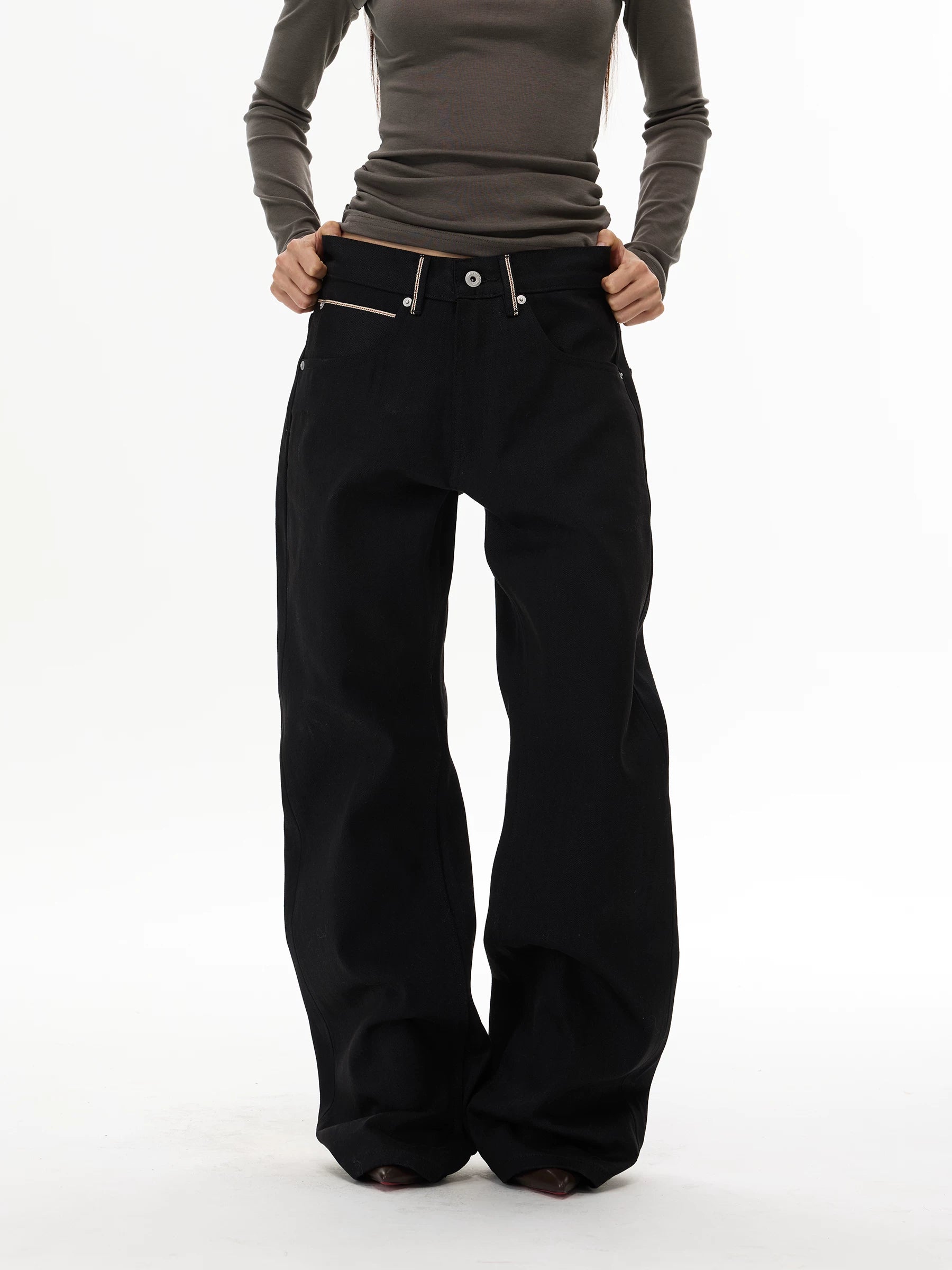 Midnight Zipline Wide Jeans