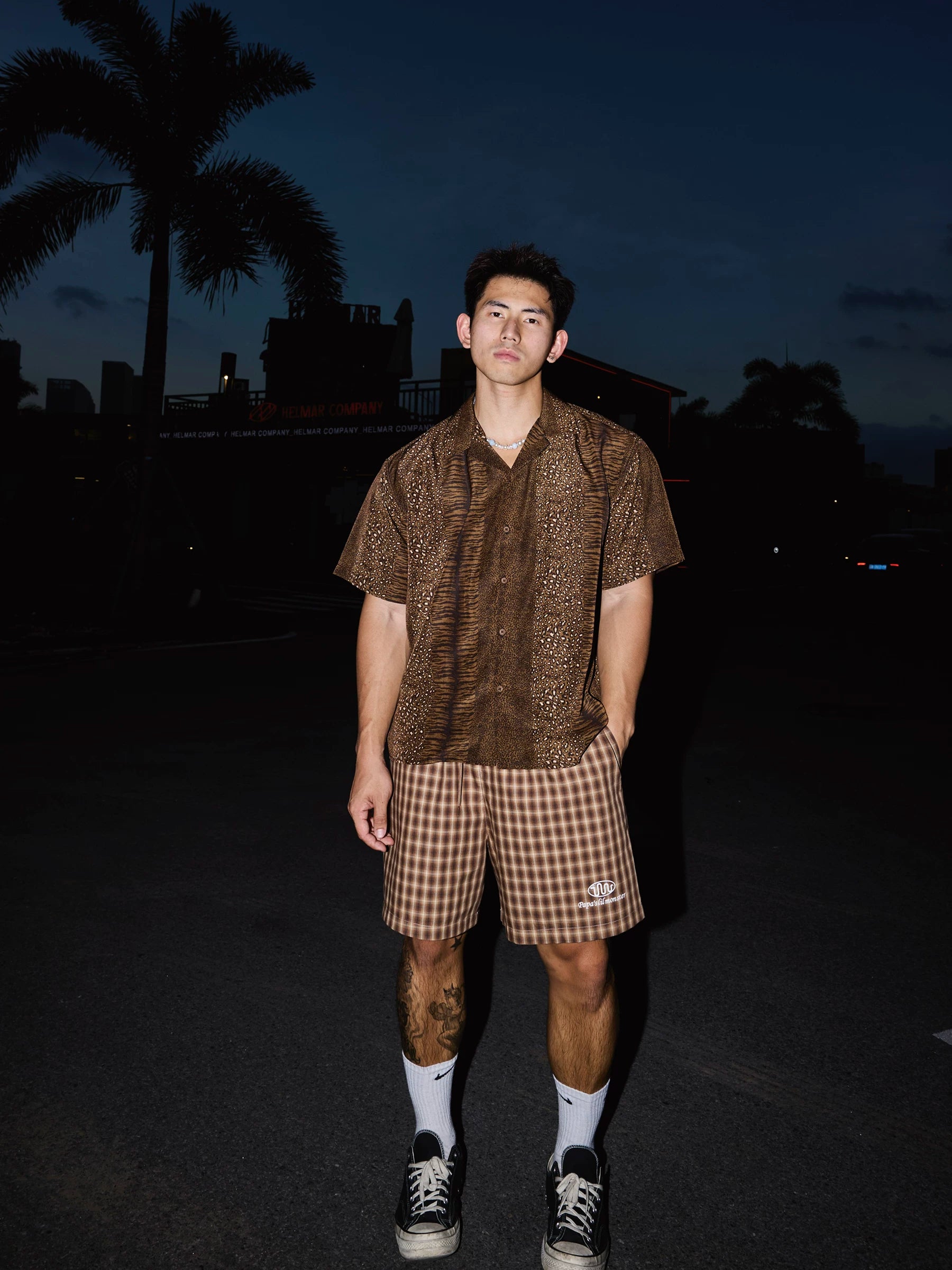 Bronze Animal Jacquard Boxy Button-Up Shirt