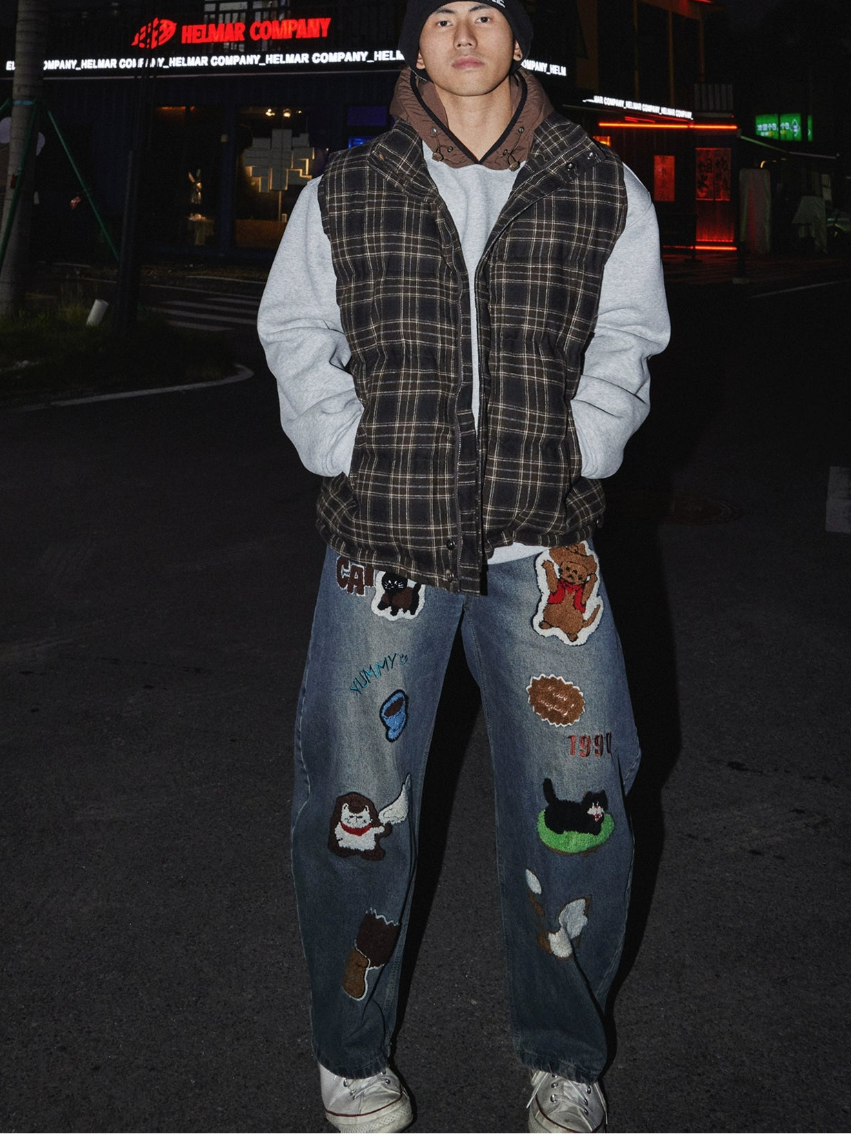 Grid Plaid Puffer Vest